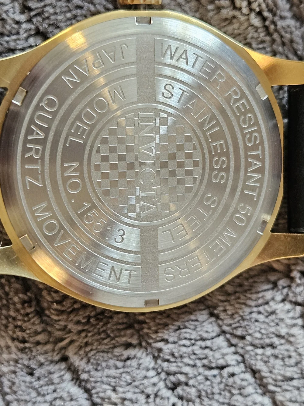 Invicta Men's Black Leather Strap Gold Case Watch